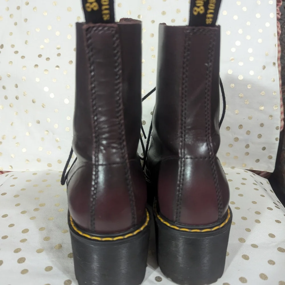 Dr. Martens Women's Burgundy Leather Boots - Picture 6 of 10